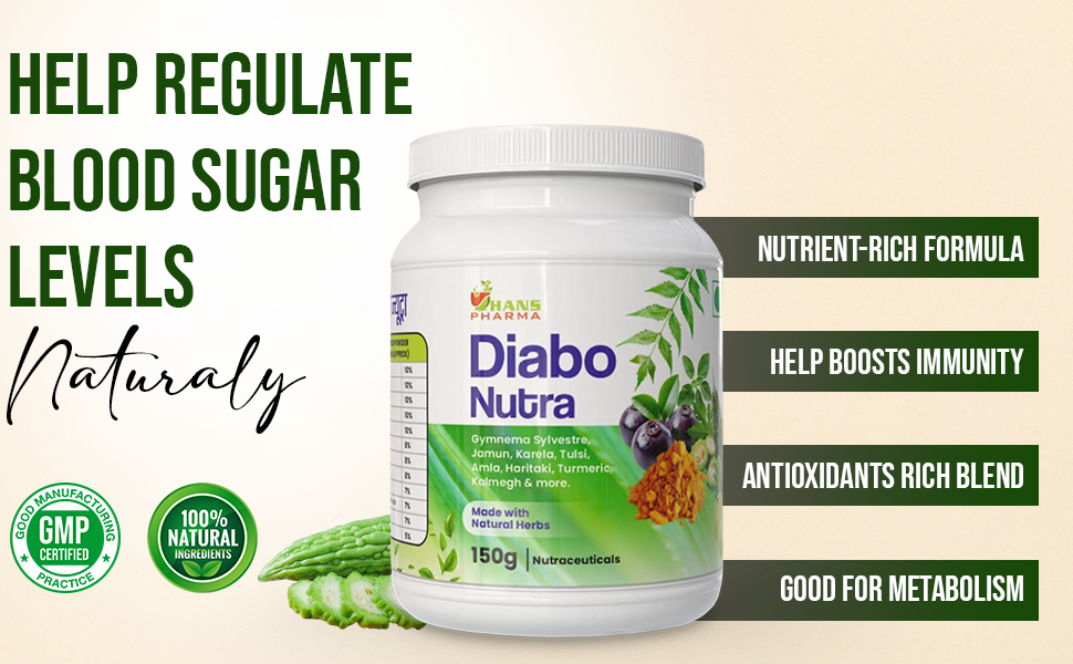 Hans Pharma Diabo Nutra Powder | Natural Diabetes Care Supplement | Supports Blood Sugar Balance | 100% Herbal | 150g