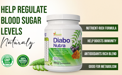 Hans Pharma Diabo Nutra Powder | Natural Diabetes Care Supplement | Supports Blood Sugar Balance | 100% Herbal | 150g