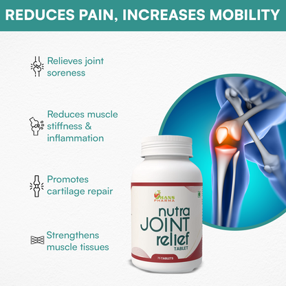 Hans Pharma Nutra Joint Relief Tablets, Natural Joint Pain Relief |Bone & Joint Wellness | Reduces pain and inflammation | 90 Tablets