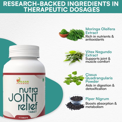 Hans Pharma Nutra Joint Relief Tablets, Natural Joint Pain Relief |Bone & Joint Wellness | Reduces pain and inflammation | 90 Tablets
