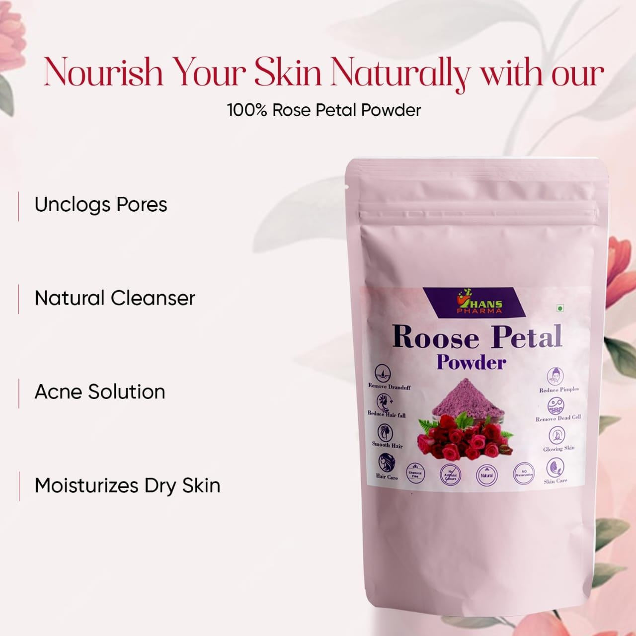 Hans Pharma Rosehip Powder – Natural Vitamin C, Skin & Joint Support|100g