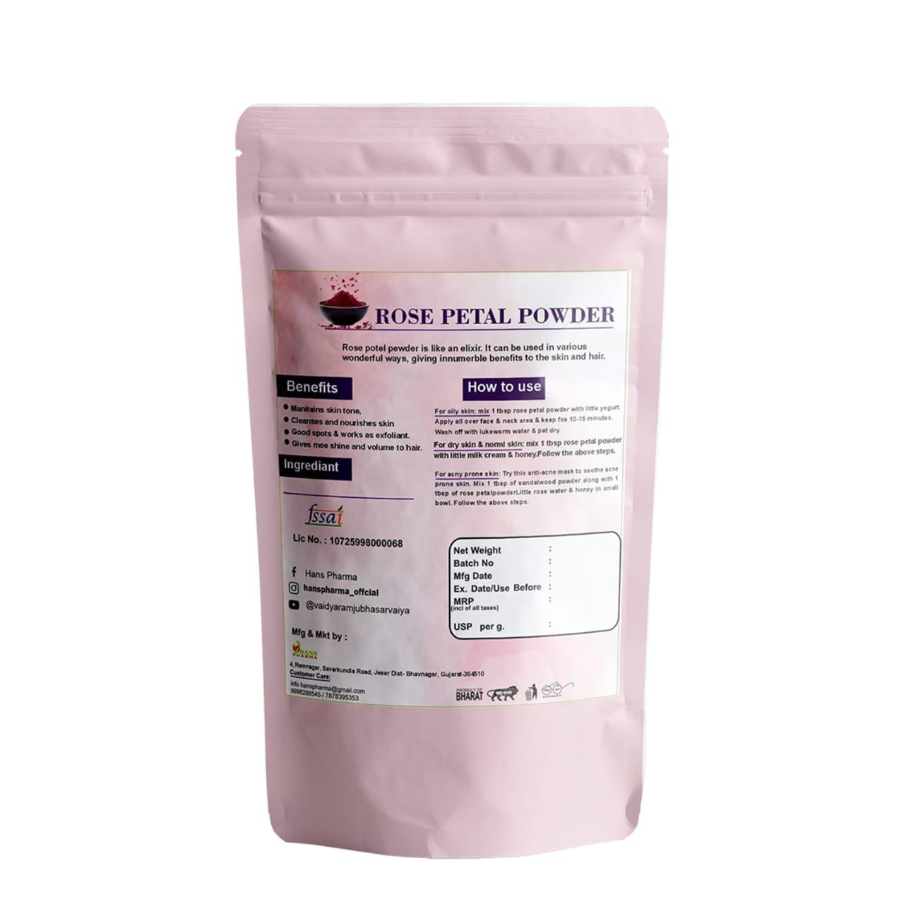 Hans Pharma Rosehip Powder – Natural Vitamin C, Skin & Joint Support|100g